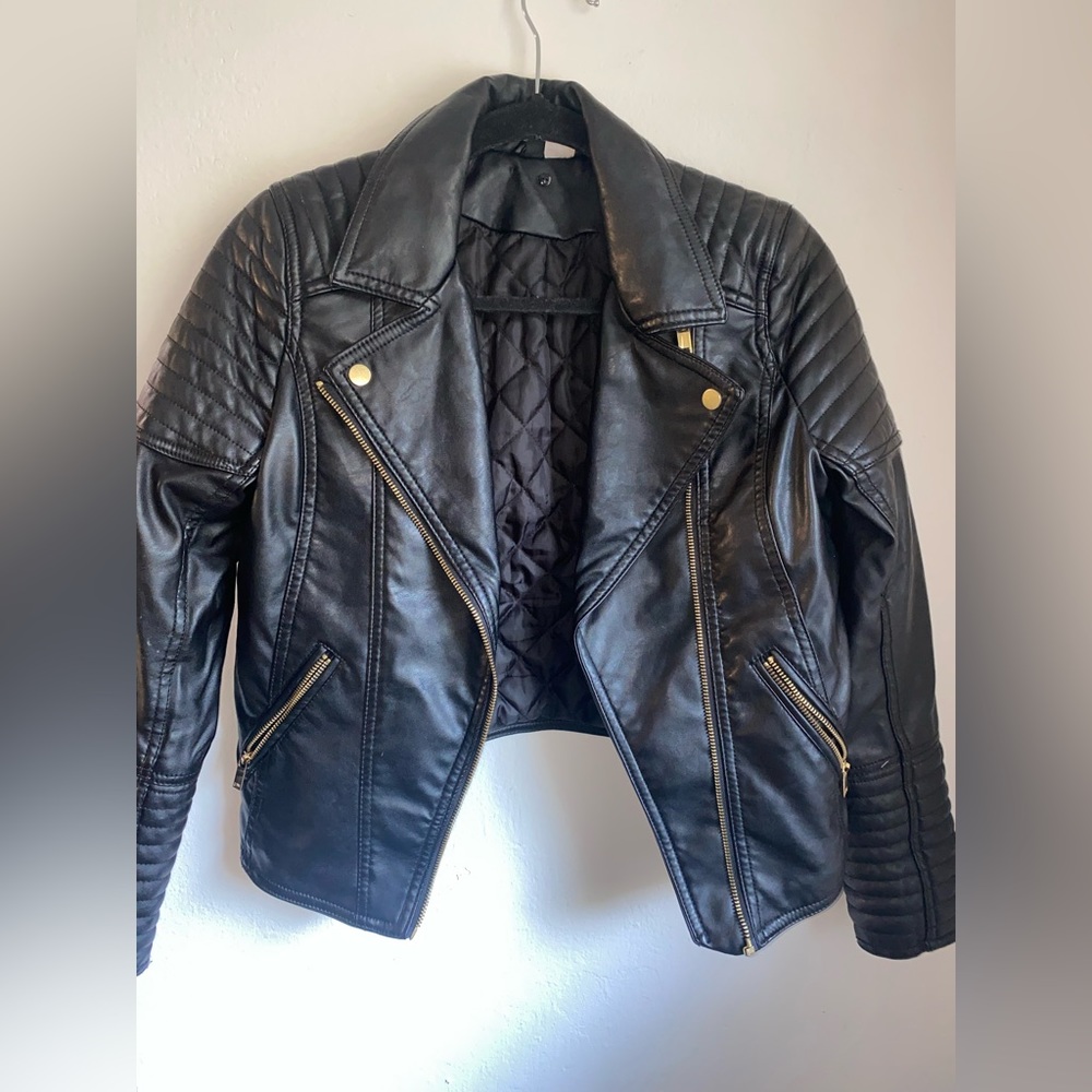 H&M black leather jacket